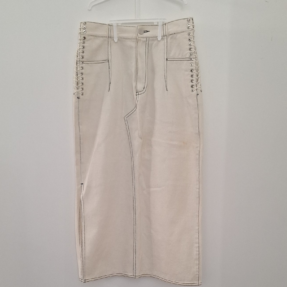 3.1 Phillip Lim Cream Lace-Up Pencil Skirt